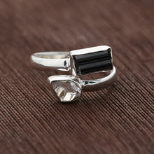 Load image into Gallery viewer, Black Tourmaline with Herkimer Diamond Sterling Silver