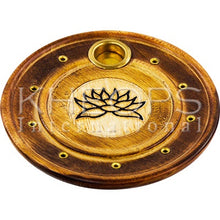 Load image into Gallery viewer, WOOD INCENSE HOLDER – CONES & STICKS 4" Diam.