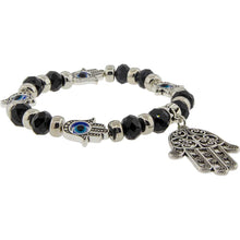 Load image into Gallery viewer, Evil Eye Glass Beads Bracelet with Fatima Hand - Assorted Colours
