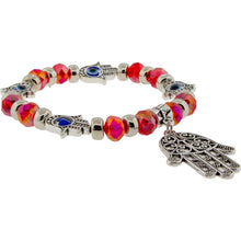 Load image into Gallery viewer, Evil Eye Glass Beads Bracelet with Fatima Hand - Assorted Colours