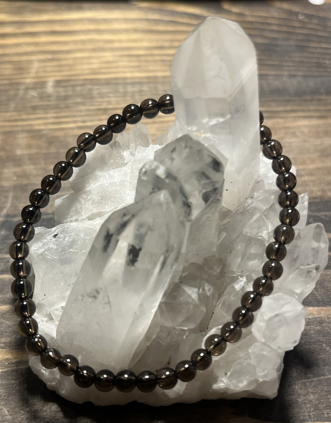 Smokey Quartz Bracelet - 4mm Beads