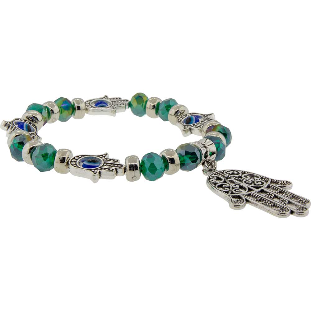 EVIL EYE-GLASS BEADS WITH FATIMA HAND