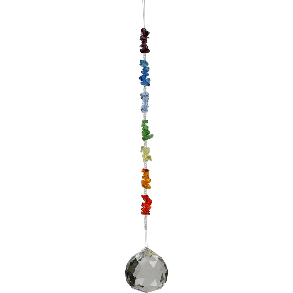 HANGING CRYSTAL BALL (30MM) + CHIPS – CLEAR – 9″H