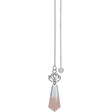 Load image into Gallery viewer, PENDULUM GEMSTONE W/LOTUS-CLEAR QUARTZ&amp;ROSE QUARTZ
