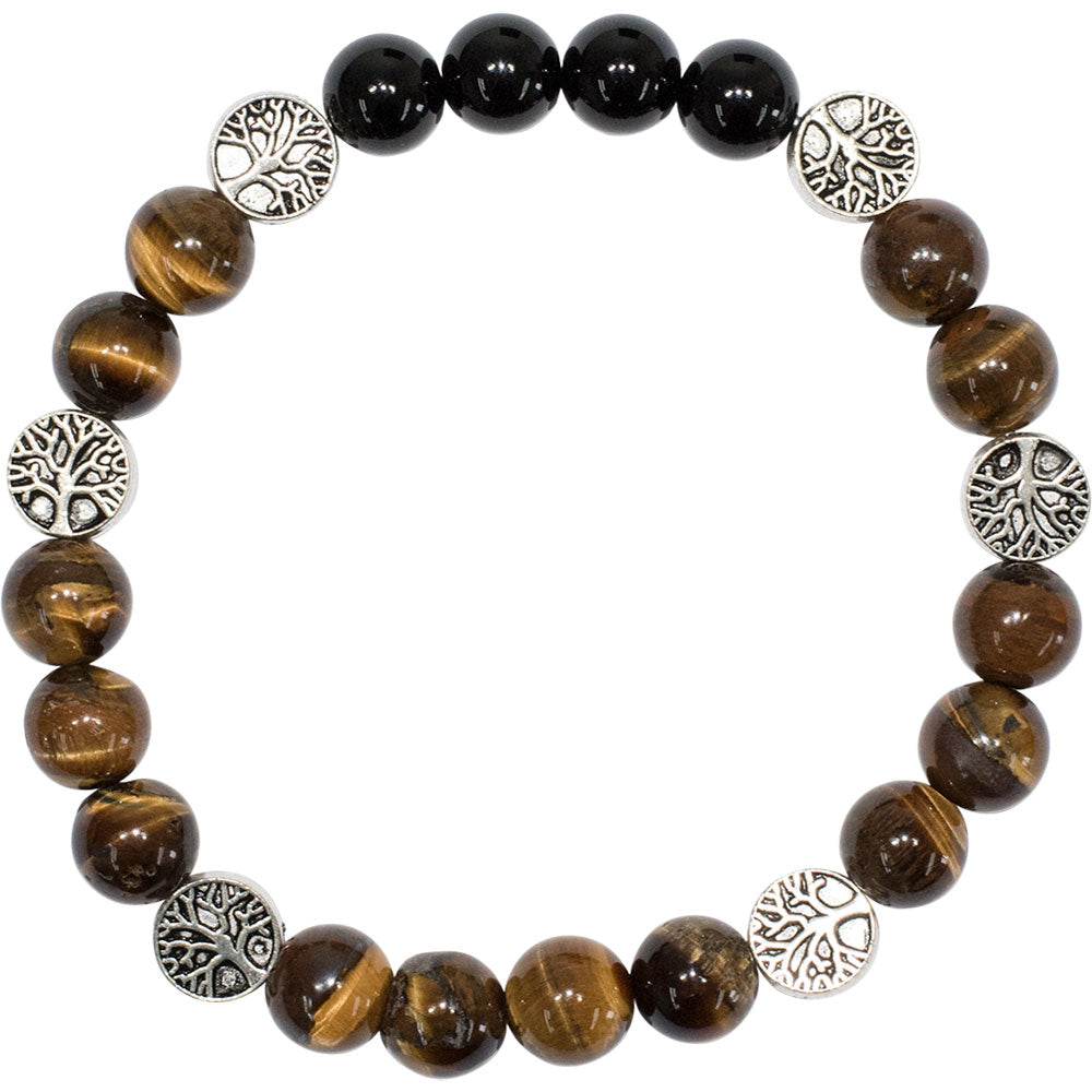 Tiger Eye with Tree of Life Spacers - 8MM Beads