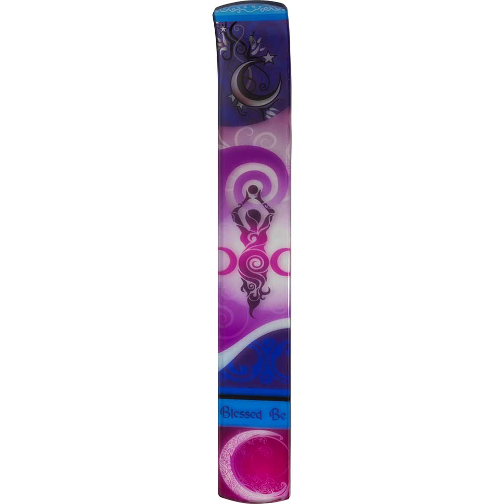 GLASS PRINTED INCENSE HOLDER-MOON GODDESS 10″