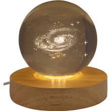 Load image into Gallery viewer, Glass Crystal Ball Engraved - Wood LED light base 3″ Ball Light with USB wire
