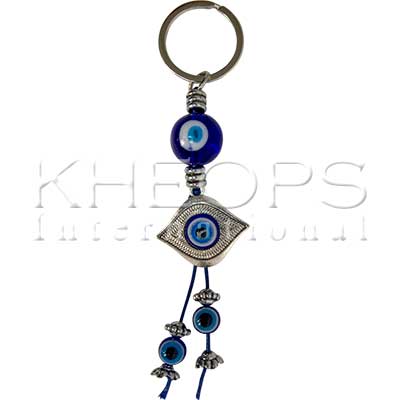 Evil Eye Protection Glass and Metal Key Chain - 5.25″