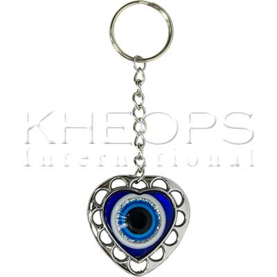 Evil Eye Protection Puffed Heart Key Chain - 4.25″