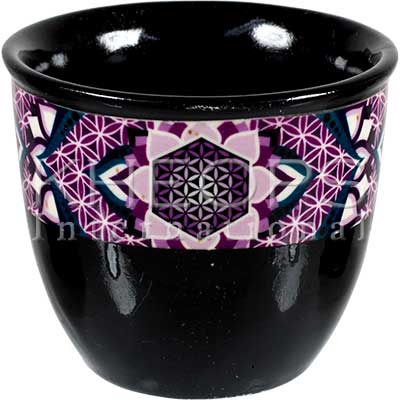 Smudge pot – Ceramic Flower of Life Black - 3.5″DI.X3″H