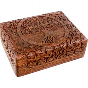 Wood Lined Box - Carved/Tree of Life