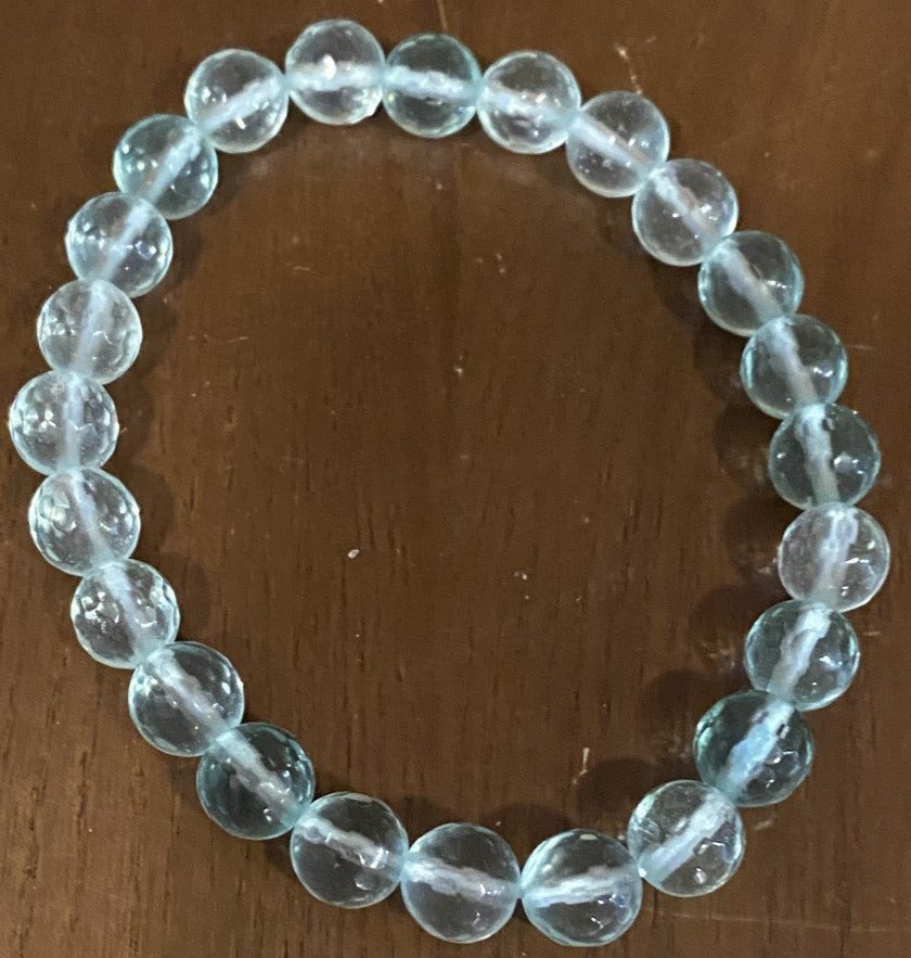 Blue Obsidian Faceted Bracelet - 8mm Beads