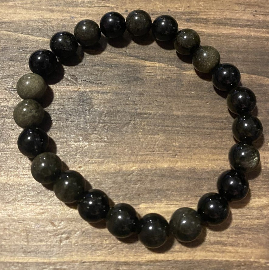 Gold Sheen Obsidian Bracelet - 8mm Beads