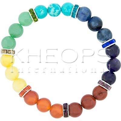 7 CHAKRAS BRACELET WITH ROUND SPACERS