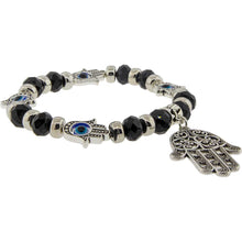 Load image into Gallery viewer, Evil Eye Glass Beads Bracelet with Fatima Hand - Assorted Colours
