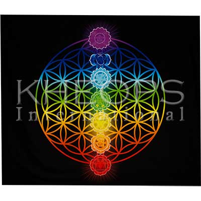 CHAKRA FLOWER OF LIFE TAPESTRY – RAYON – 58″WX50″H