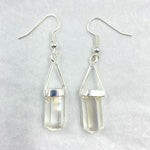 Load image into Gallery viewer, Angel Aura and Rose Quartz Aura Faceted Point Shepherd Hook Earrings
