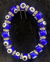 Load image into Gallery viewer, BRACELET-EVIL EYE-GLASS BEADS-COBALT
