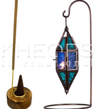 Load image into Gallery viewer, LANTERN CHAPEL + STAND – AQUA &amp; BLUE – 7.5″
