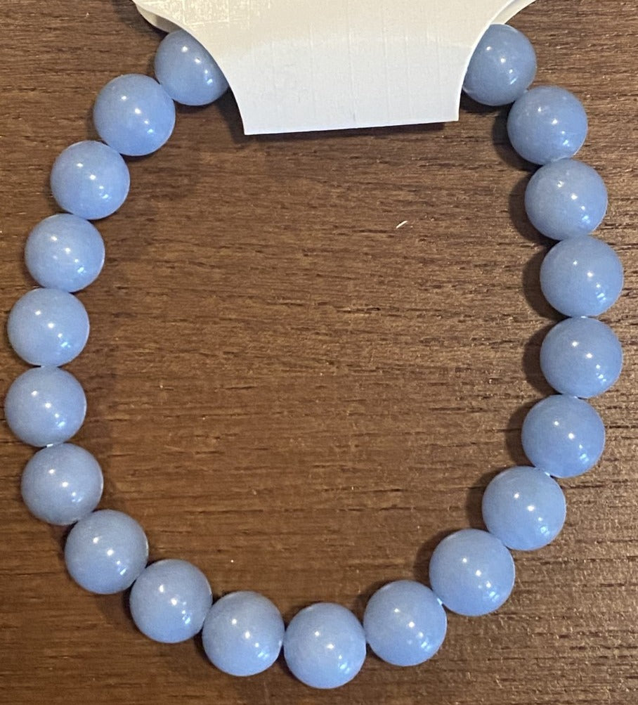 ANGELITE BRACELET-ELASTIC-8MM BEADS